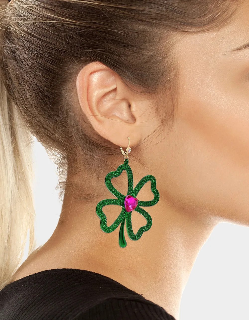 SHAMROCK N ROLL SHAMROCK DROP EARRINGS GREEN