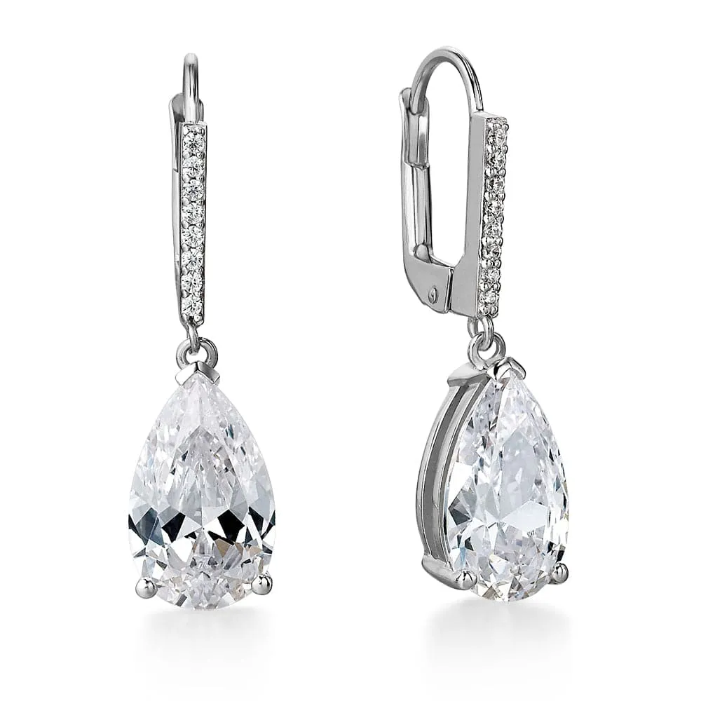 Shining Pear Cut Drop Earrings