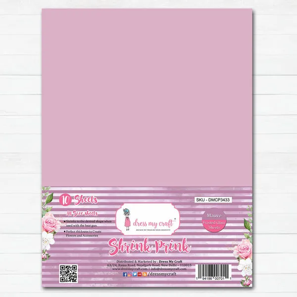 Shrink Prink - Mauve Frosted Glass Sheet - Pack of 10 Sheets