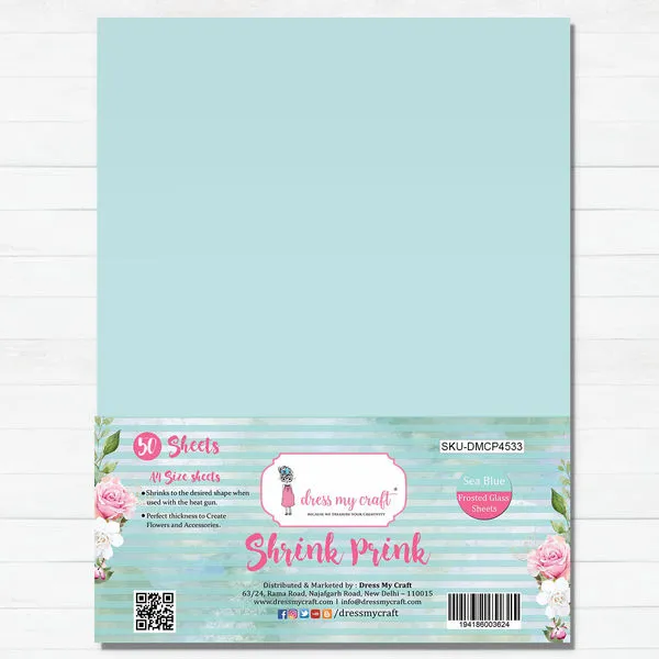 Shrink Prink - Sea Blue Frosted Glass Sheet - Pack of 50 Sheets