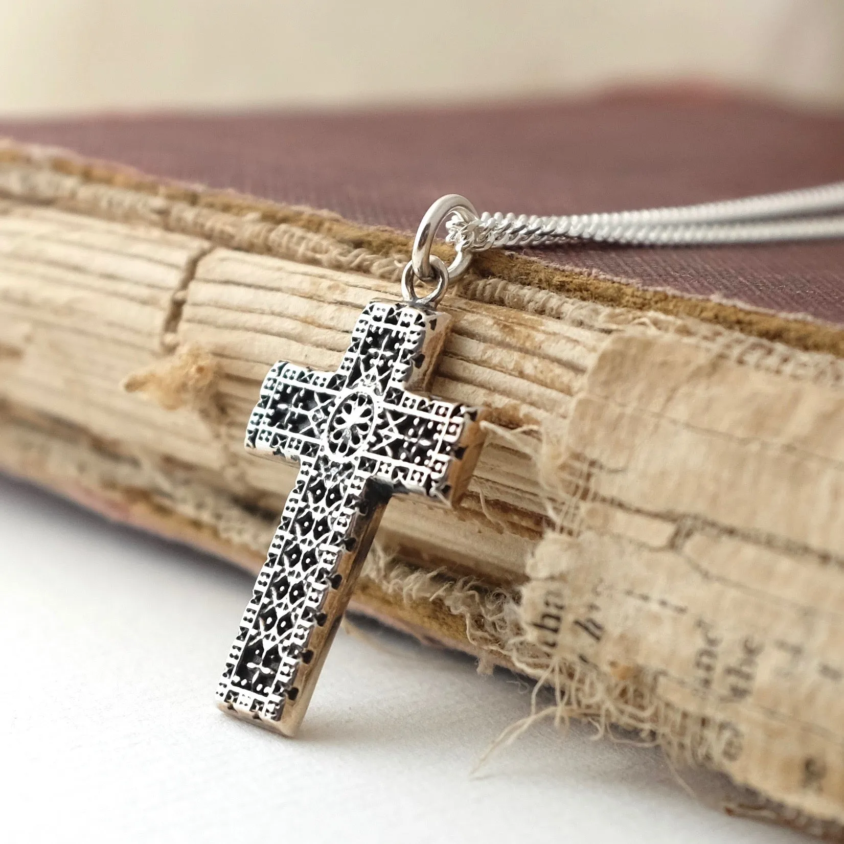 Silver Baroque Cross by Joy Everley