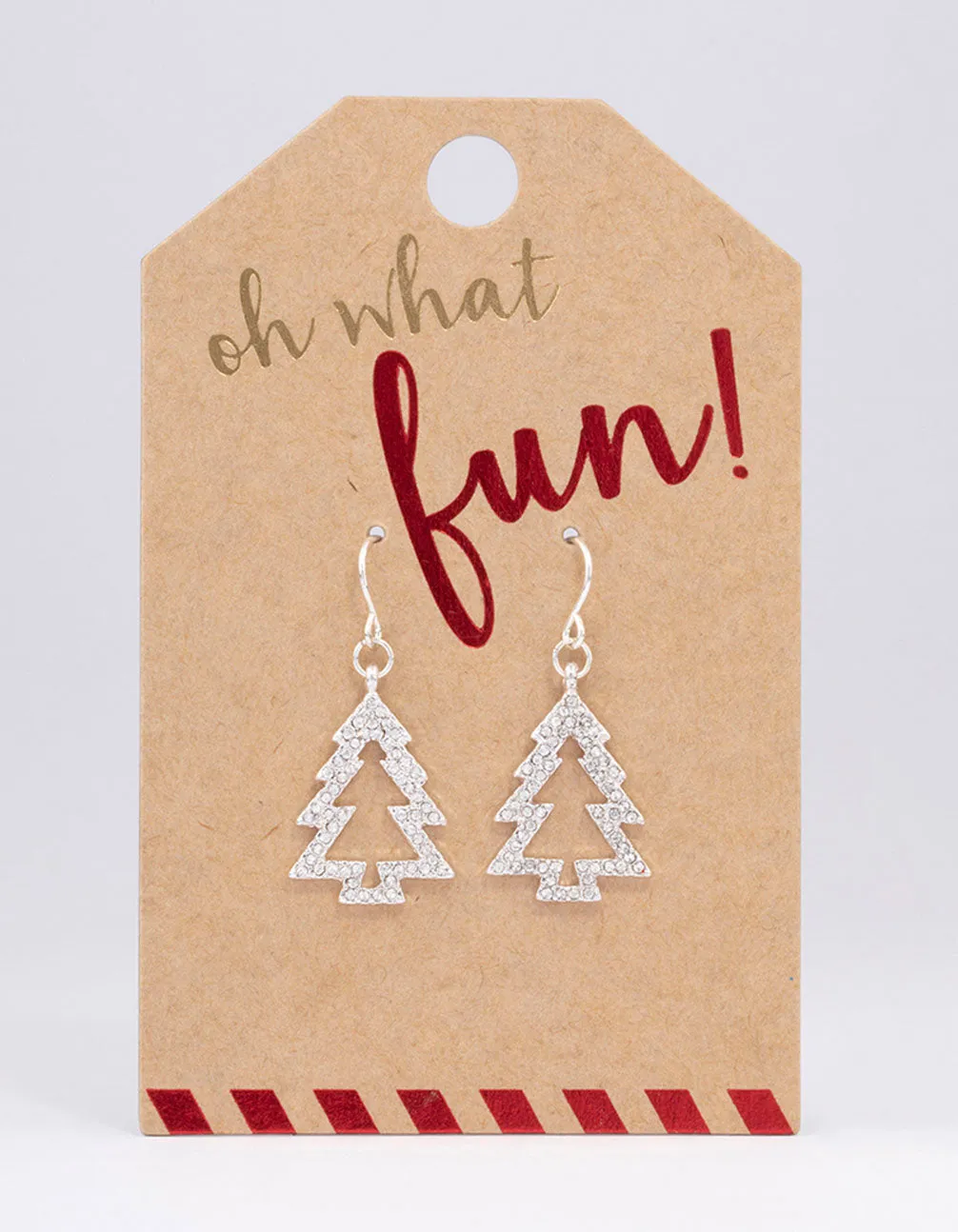 Silver Crystal Christmas Tree Outline Drop Earrings