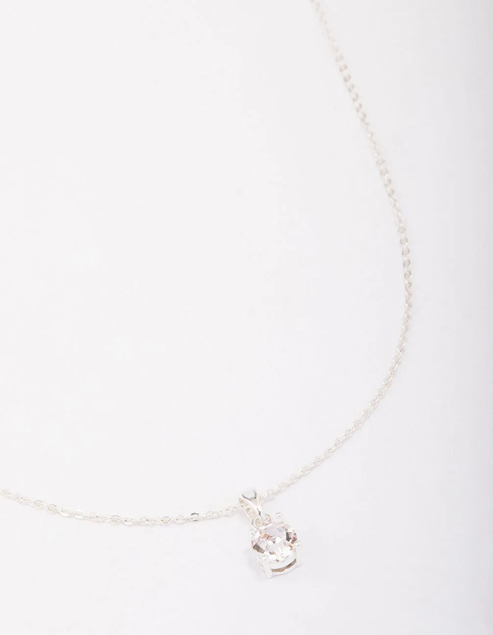 Silver Crystal Solitaire Pendant Necklace