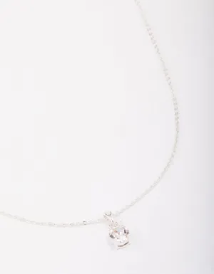 Silver Crystal Solitaire Pendant Necklace