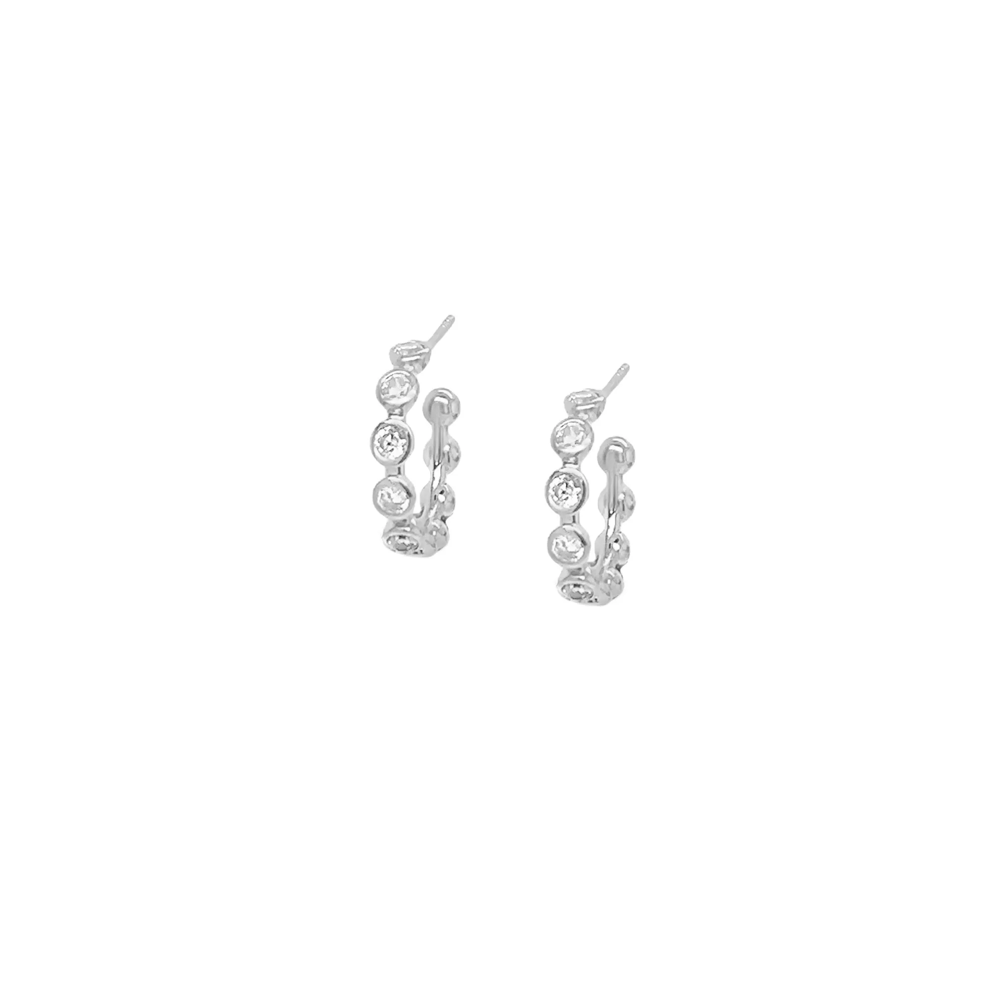 Silver Star Dust Hoop Earrings