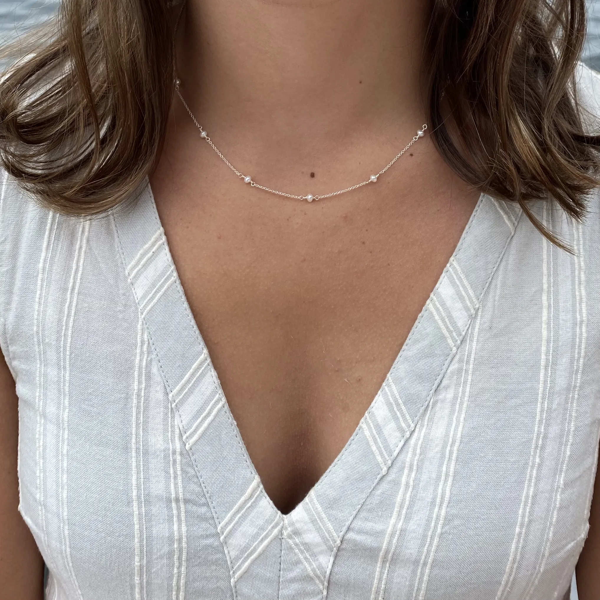 Small Pearl Station Necklace