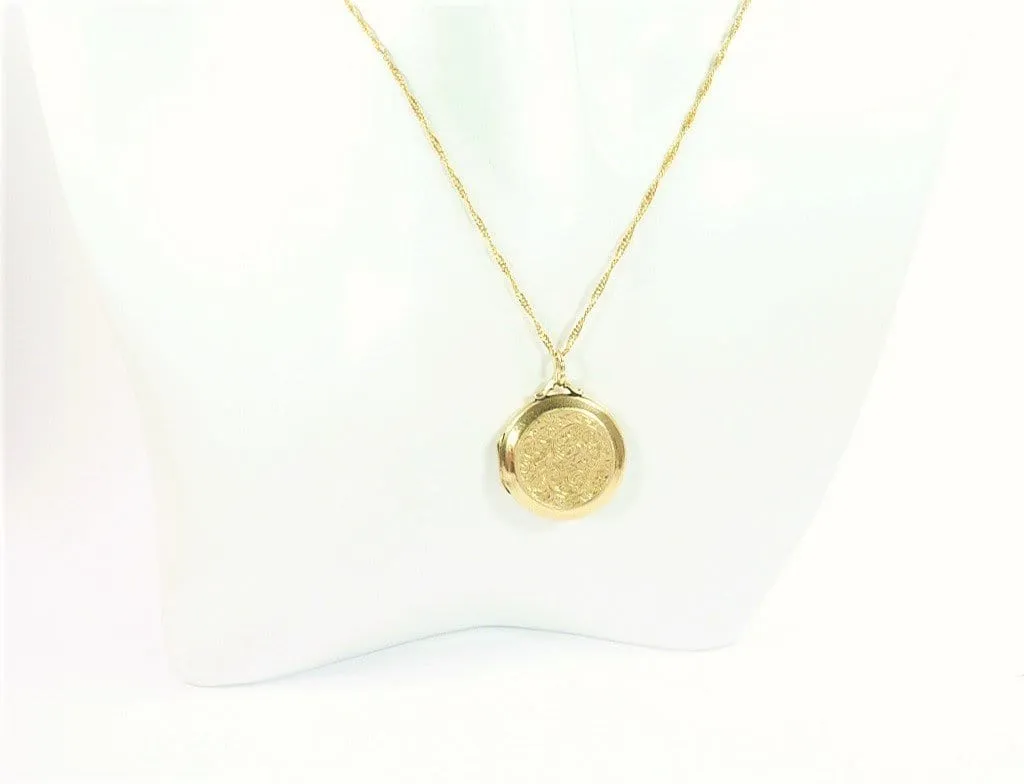 Solid Gold Antique Photograph Locket 1907 Edwardian Hallmarked Gold Pendant With Chain