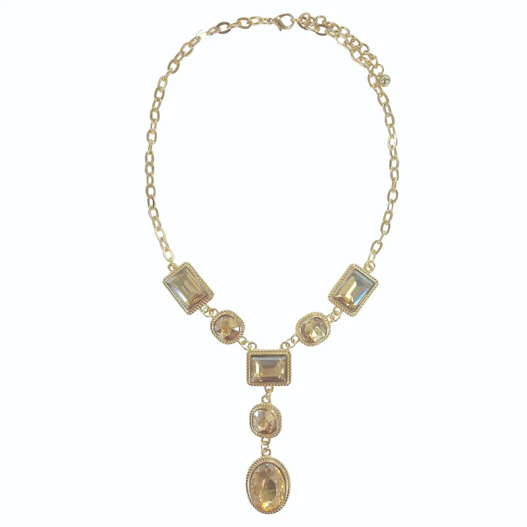 Southern Grace Women's Gold Geometric Crystal Drop Necklace