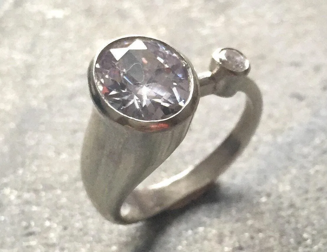 Sparkly Diamond Ring - Vintage Bridal Ring - Two Stone Ring