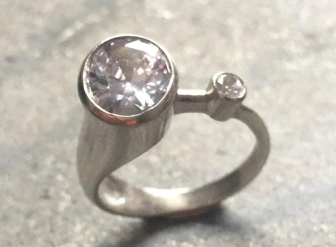 Sparkly Diamond Ring - Vintage Bridal Ring - Two Stone Ring