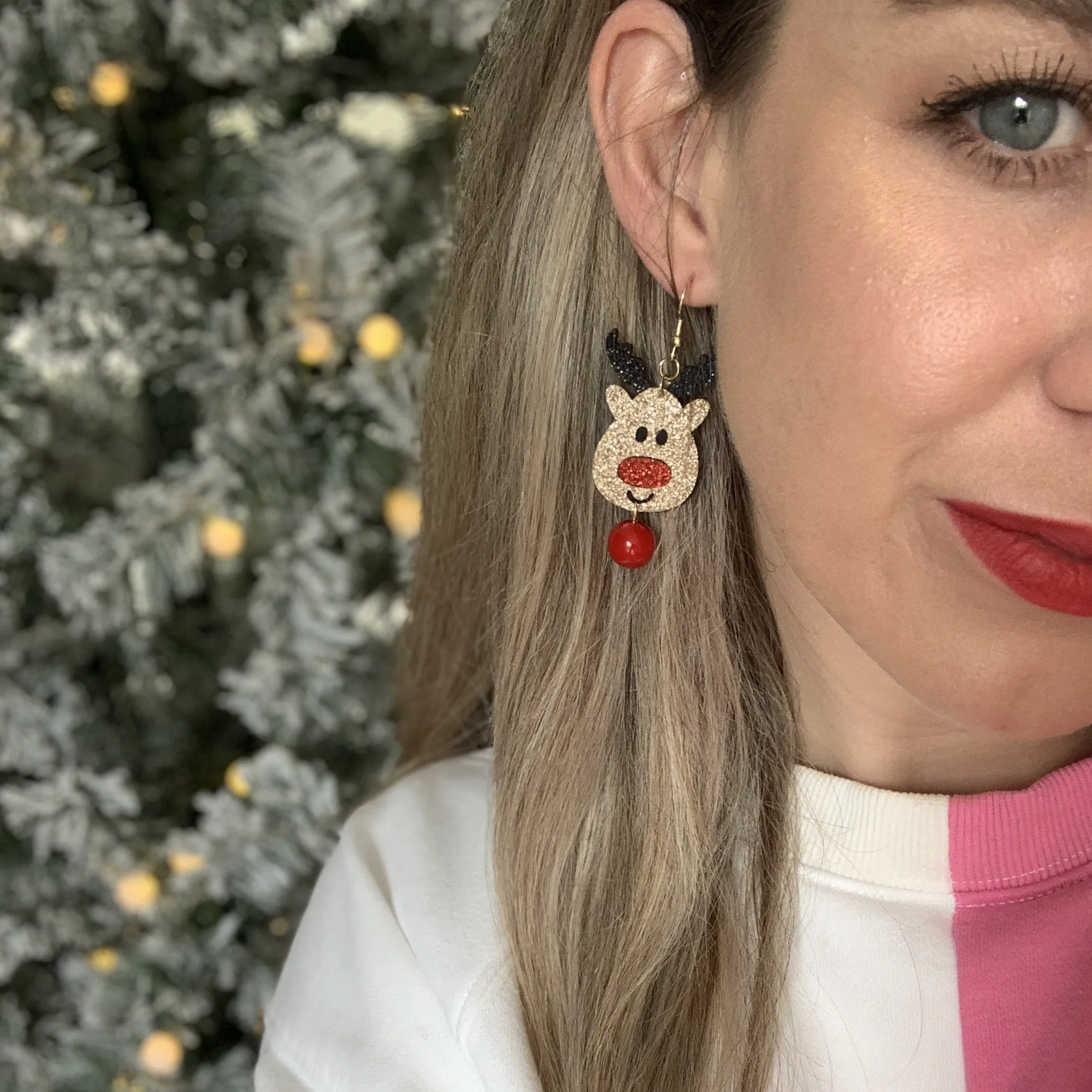 Sparkly Rudolph Earrings