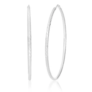 Sterling Silver 50mm Diamond Cut Hoop Earrings