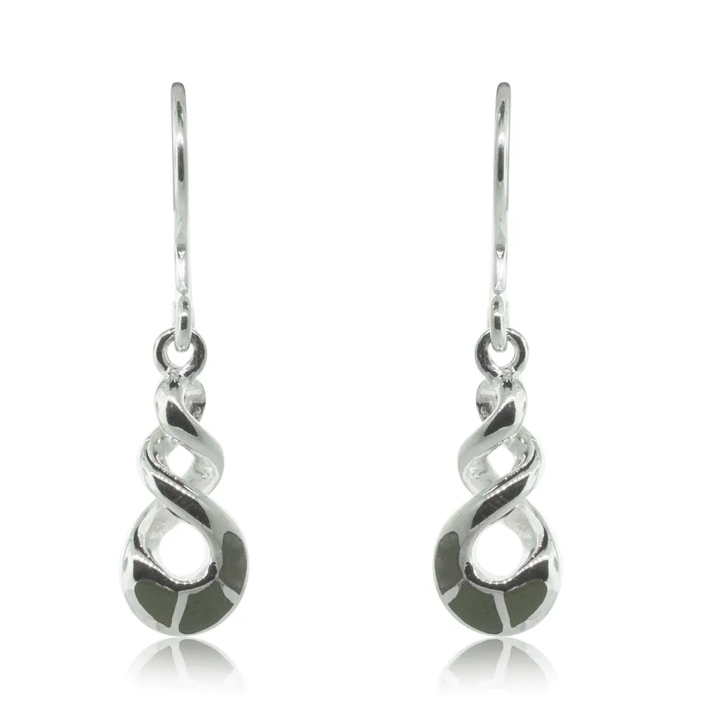 Sterling Silver NZ Greenstone Drop Earrings