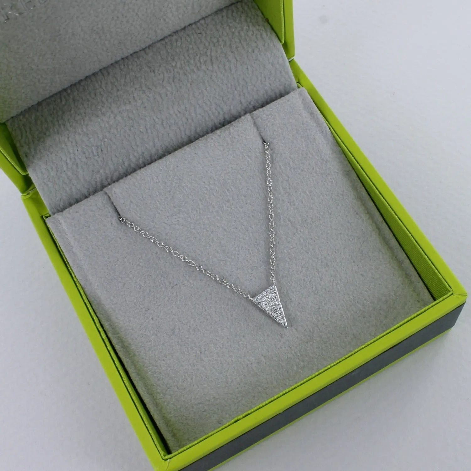 Stunning 14K Solid Gold and Diamond Triangle Design Necklace