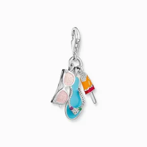 Thomas Sabo Charm Pendant - Sunglasses, Flip Flop and Ice Cream - Silver