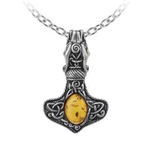 Thorâ's Hammer Amber Dragon Pendant