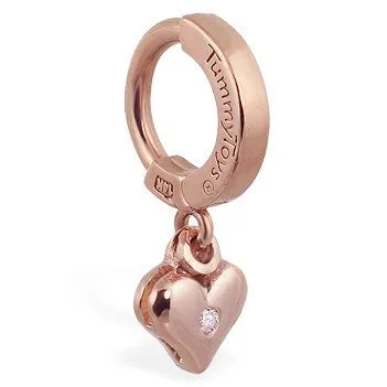 TummyToys® 14K Rose Gold Diamond Heart Belly Button Bar