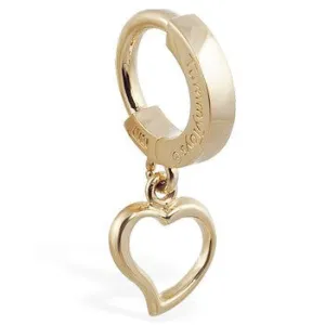 TummyToys® 14K Yellow Gold Dangling Heart Navel Ring