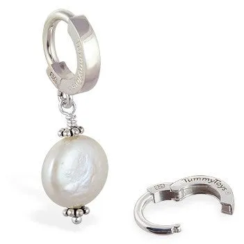 TummyToys® Silver Cream Freshwater Coin Pearl Pendant