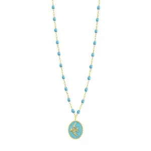 Turquoise Angelfish Necklace, Yellow Gold, 16.5"