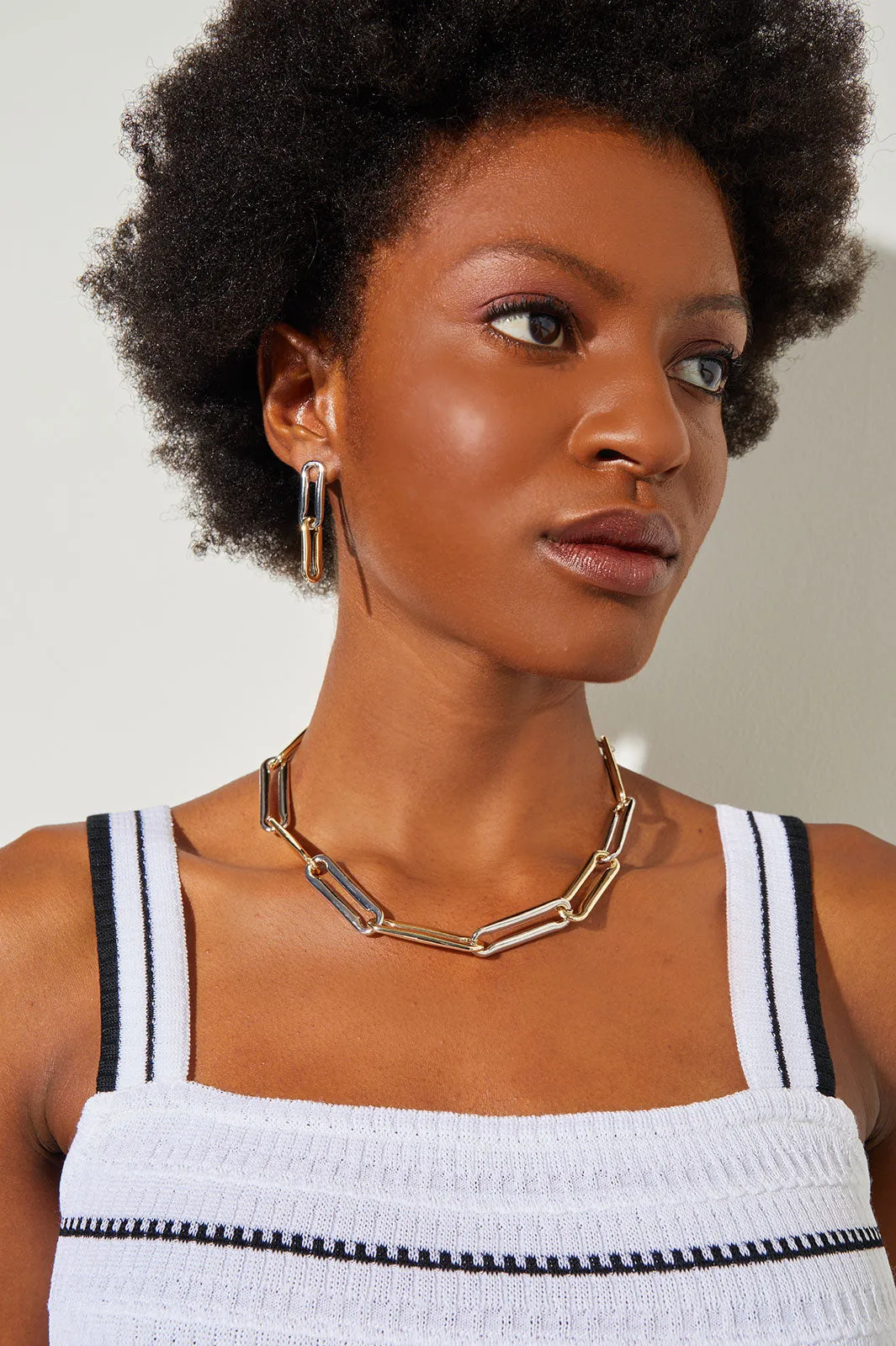 Two-Tone Short Link Necklace