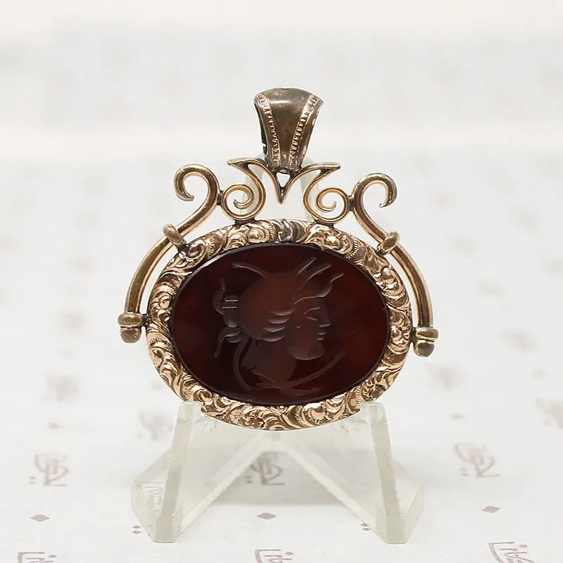 Victorian Agate Intaglio Spinner Fob