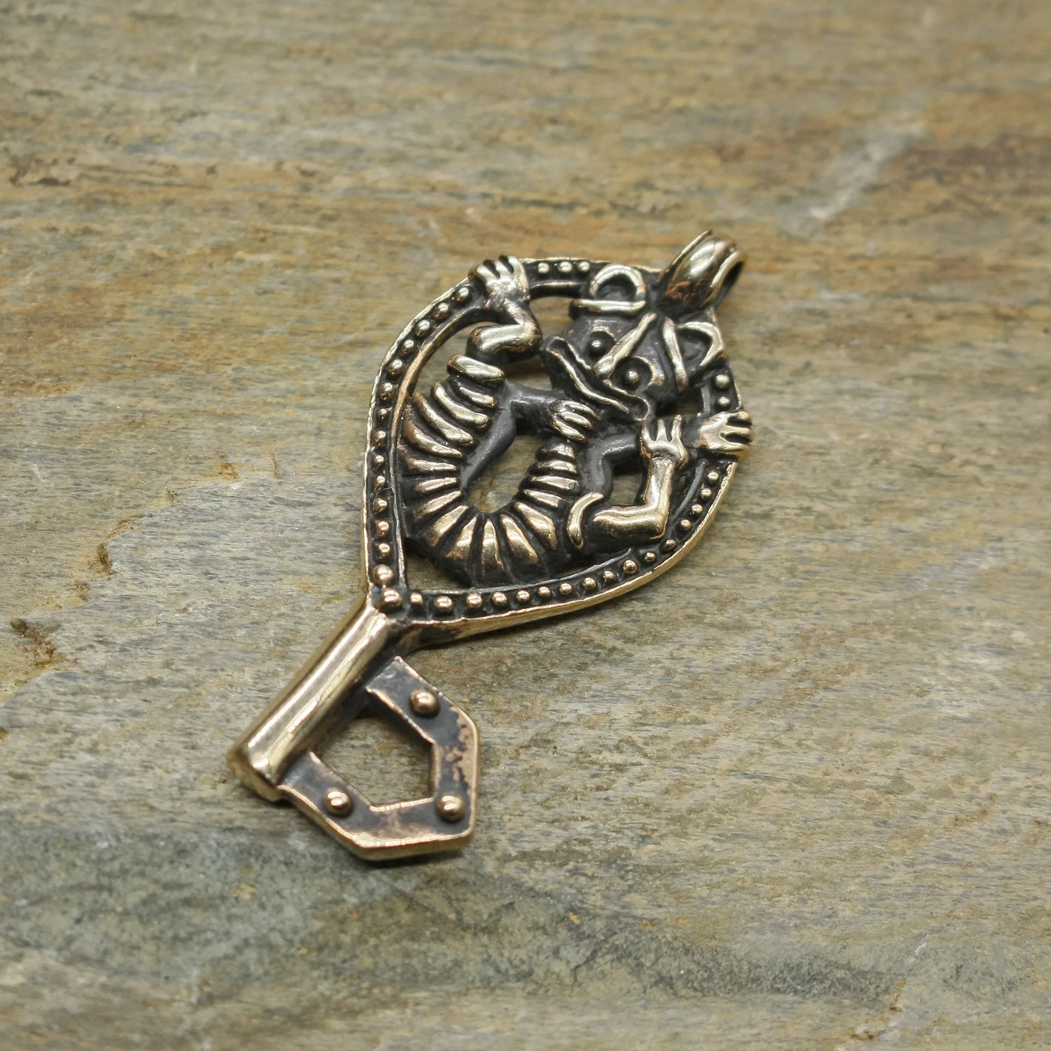 Viking Gripping Bear Key Pendant