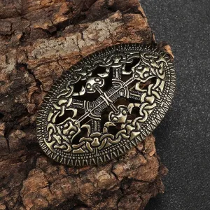 Viking Oval Brooch with Intricate Celtic Knotwork Design