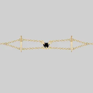 VINDICATE. Swords & Onyx Heart Choker - Gold