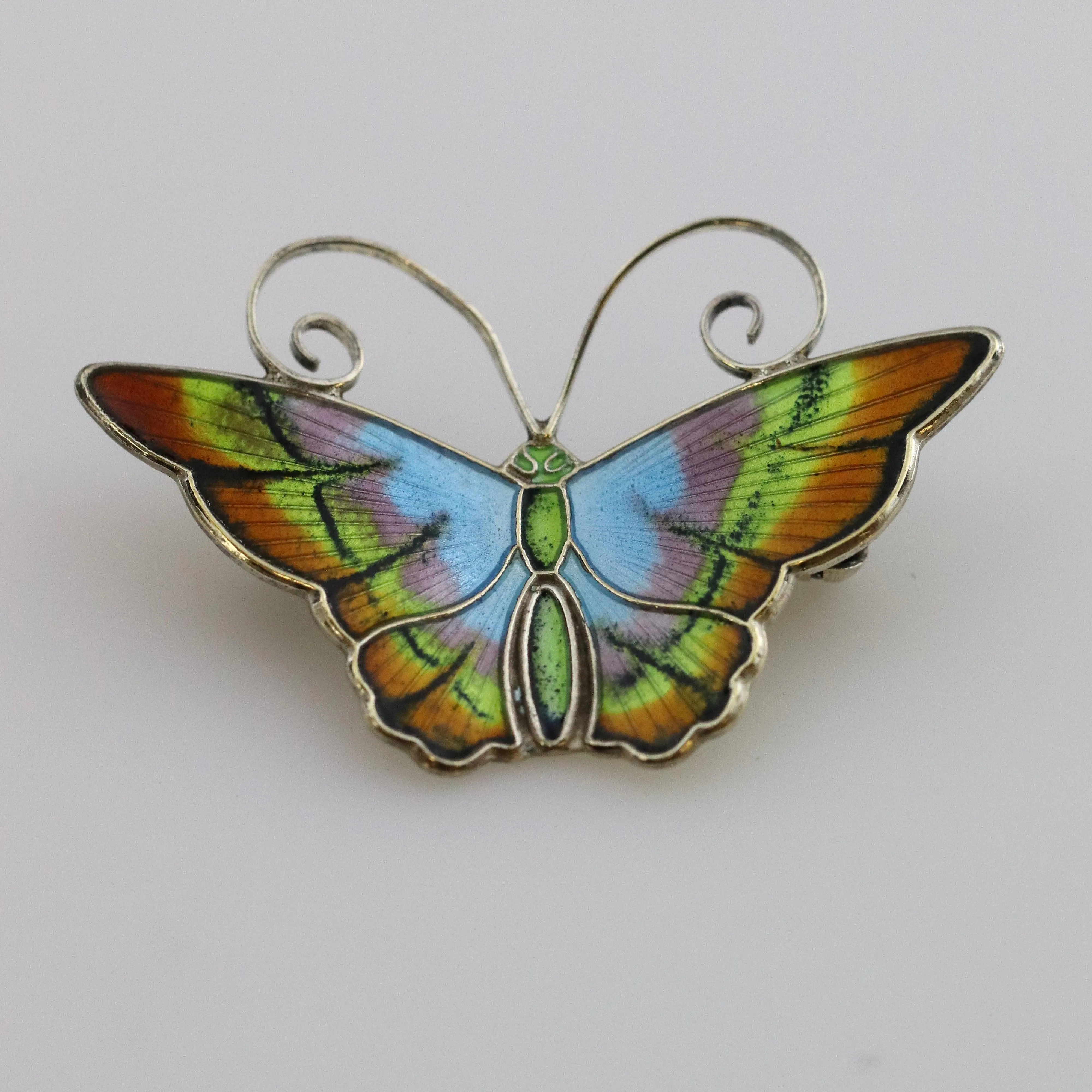 Vintage David Andersen Enamel Jewelry | Pastel Enamel Butterfly Brooch