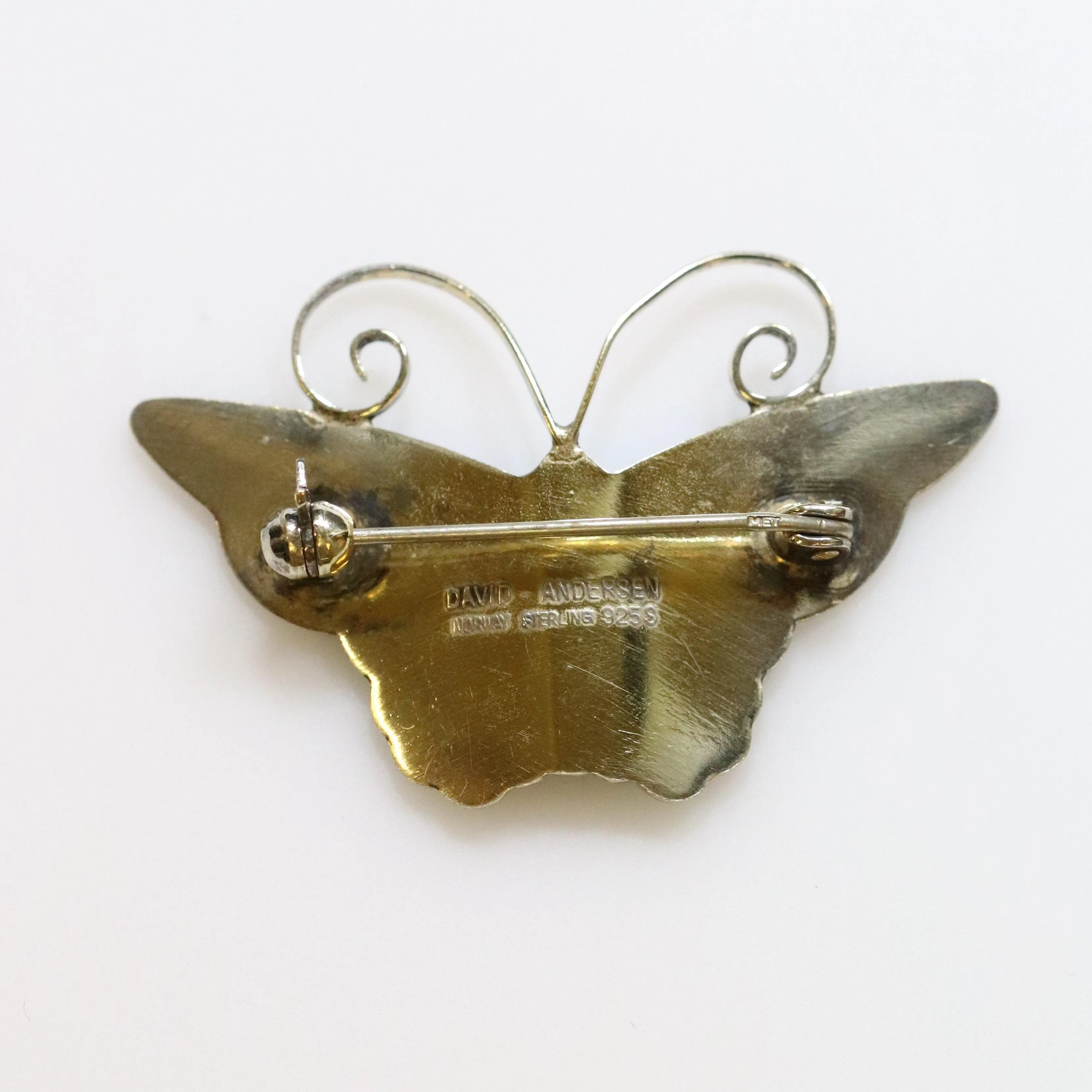 Vintage David Andersen Enamel Jewelry | Pastel Enamel Butterfly Brooch