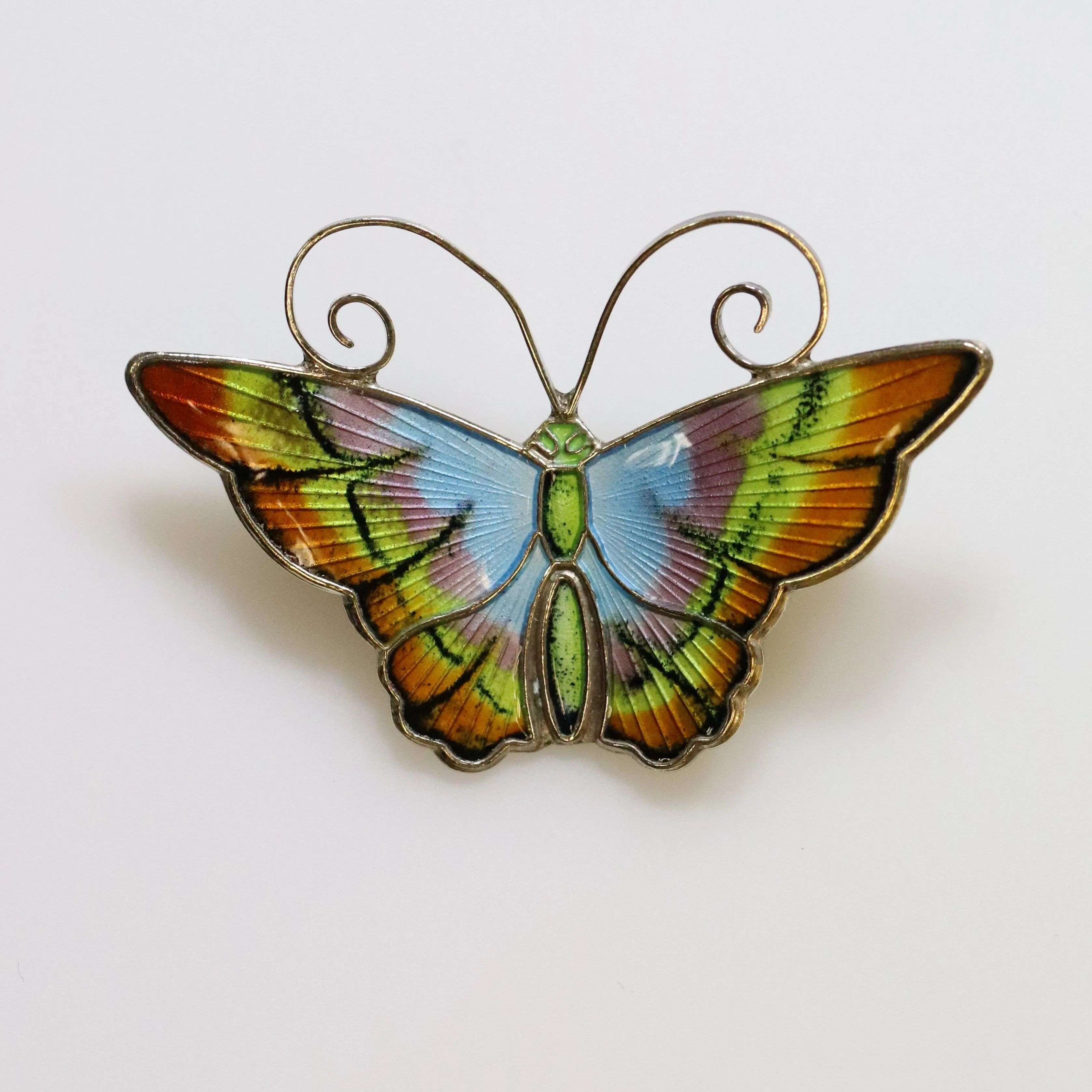 Vintage David Andersen Enamel Jewelry | Pastel Enamel Butterfly Brooch