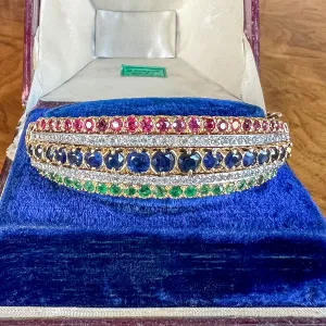 Vintage Sapphire, Ruby Emerald & Diamond Bracelet