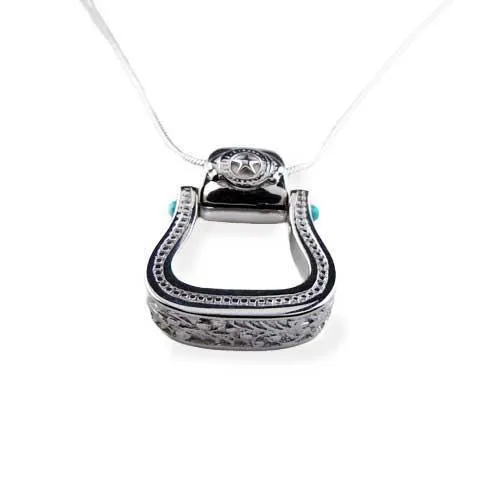 Western Stirrup Pendant Necklace Sterling Silver