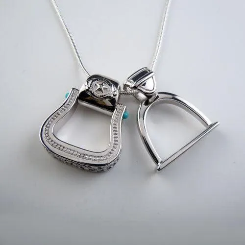 Western Stirrup Pendant Necklace Sterling Silver