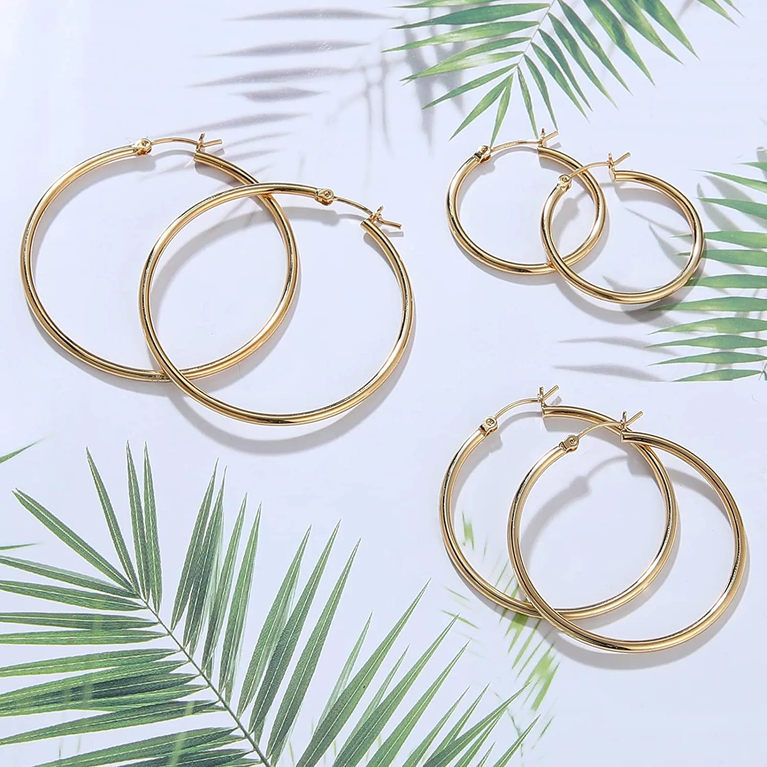 Women's 14K Gold Plated Hoops with 925 Sterling Silver Post